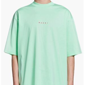 MARNI T-shirt crew neck logo print cotton light green MSRP $350